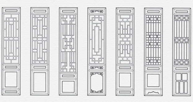 固镇常用中式仿古花窗图案隔断设计图