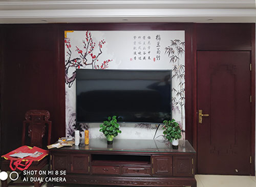 固镇中式家庭装修电视柜效果展示